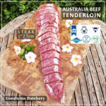 Beef Tenderloin frozen Australia (A) BUDGET steak cuts 2" 5cm price for 2pcs 600gr (eye fillet mignon daging sapi has dalam) brand NOLAN / McPHEE / CAG